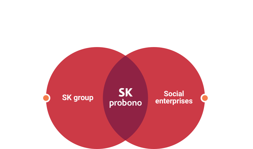Social enterprises. Shared growth of social enterprises & SK Probono. Supporting unconditionally to nurture talented individuals. Supporting developments of social enterprises and social economy